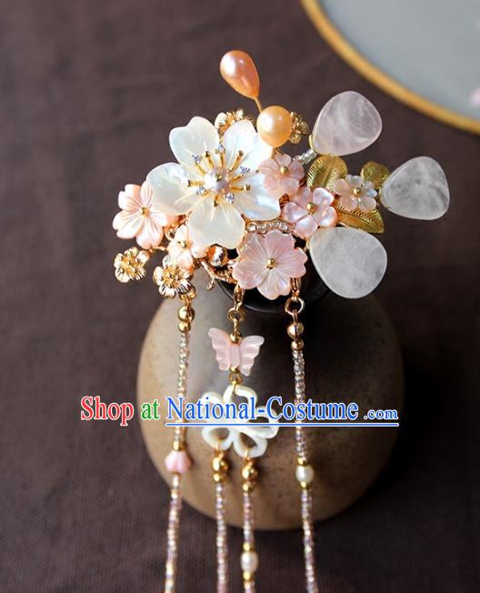 Chinese Ancient Handmade Shell Pearls Hair Claw Classical Hair Accessories Hanfu Hairpins for Women