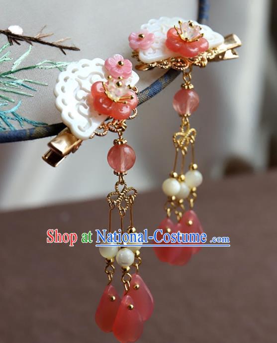 Chinese Ancient Handmade Shell Tassel Hair Stick Classical Hair Accessories Hanfu Hairpins for Women