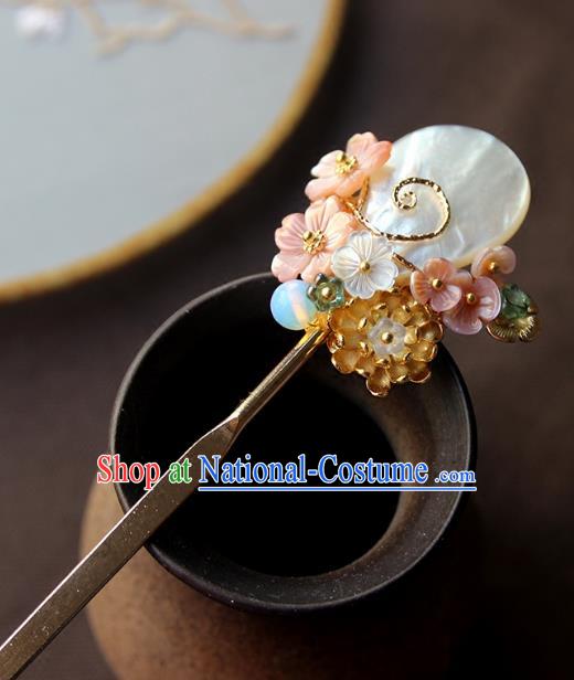 Chinese Ancient Handmade Hair Clip Classical Hair Accessories Hanfu Shell Hairpins for Women