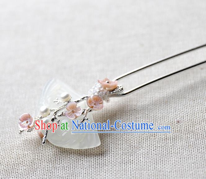 Chinese Ancient Handmade Jade Hair Clip Classical Hair Accessories Hanfu Hairpins for Women