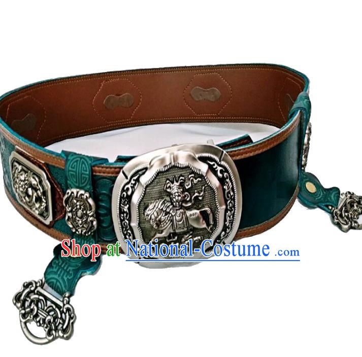 Chinese Handmade Mongol Nationality Waistband Mongolian Leather Belts for Men