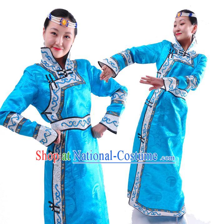 Traditional Chinese Mongol Nationality Dancing Costume Mongols Female Folk Dance Headwear Mongolian Minority Embroidery Costume