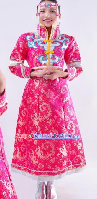 Chinese Mongol Nationality Wedding Costume Pink Mongolian Dress Traditional Mongolian Minority Clothing for Women