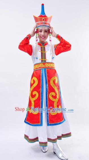 Chinese Mongol Nationality Folk Dance Costume Traditional Mongolian Minority Wedding Dress for Women