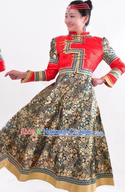 Chinese Mongol Nationality Folk Dance Wedding Costume Traditional Mongolian Minority Dress for Women