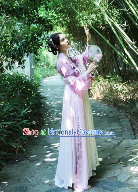 Ancient Chinese Palace Lady Costume Tang Dynasty Court Maid Embroidered Hanfu Dress for Women