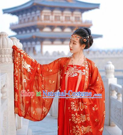 Ancient Chinese Traditional Palace Lady Costume Tang Dynasty Imperial Consort Embroidered Hanfu Dress for Women