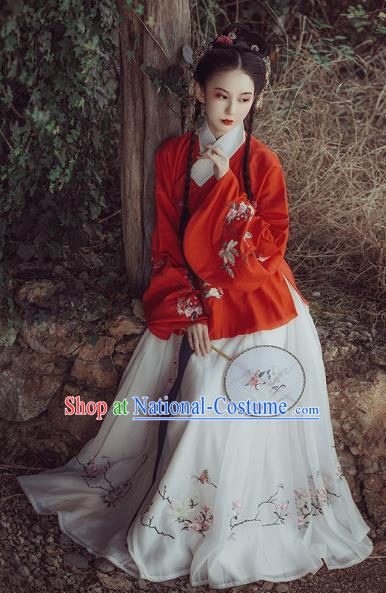 Chinese Ancient Nobility Lady Clothing Traditional Ming Dynasty Princess Embroidered Hanfu Dress for Women