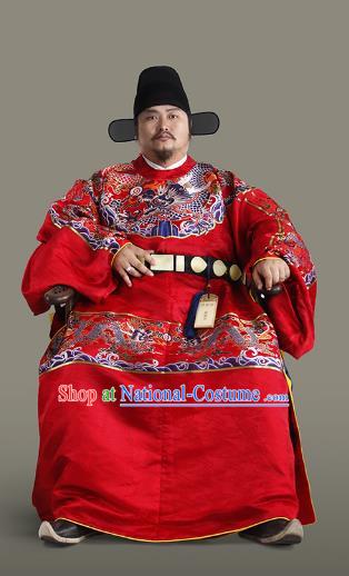 Chinese Ancient Ming Dynasty Emperor Wedding Costumes and Headpiece Complete Set