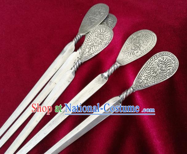 Chinese Traditional Miao Nationality Hair Accessories Flowers Hair Comb Hmong Carving Sliver Hairpins for Women