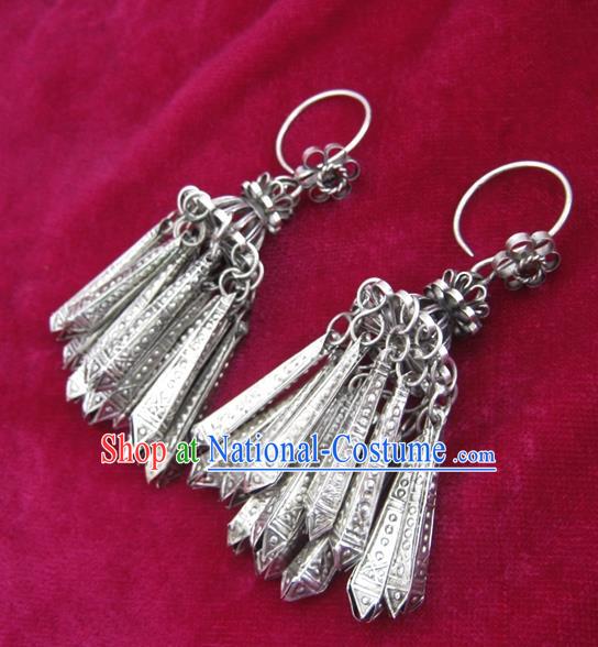 Chinese Handmade Miao Nationality Sliver Jewelry Accessories Hmong Earrings for Women