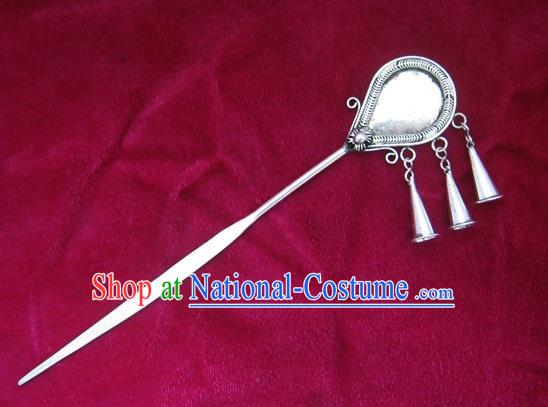 Chinese Traditional Miao Nationality Sliver Hair Clip Hanfu Hairpins Hair Accessories for Women