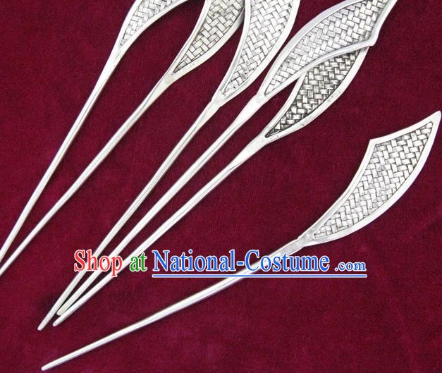 Traditional Chinese Miao Nationality Sliver Broadsword Hair Clip Hanfu Hairpins Hair Accessories for Women