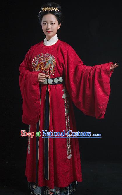 Traditional Chinese Ancient Ming Dynasty Empress Embroidered Costume Queen Hanfu Dress for Women