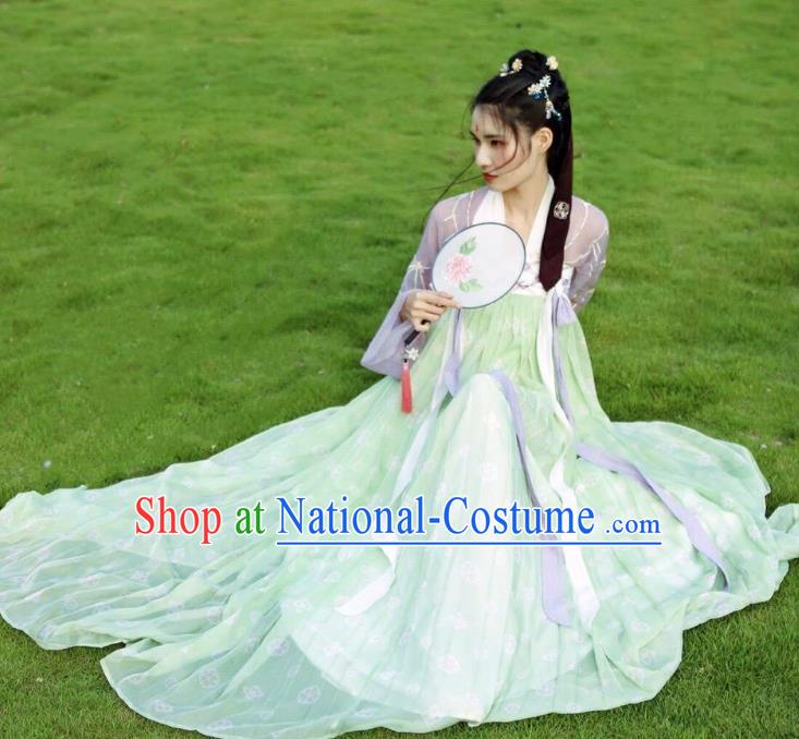 Traditional Chinese Tang Dynasty Aristocratic Lady Embroidered Costume Ancient Imperial Concubine Hanfu Dress for Women