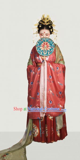 Chinese Tang Dynasty Queen Embroidered Costume Traditional Ancient Imperial Empress Hanfu Dress for Women