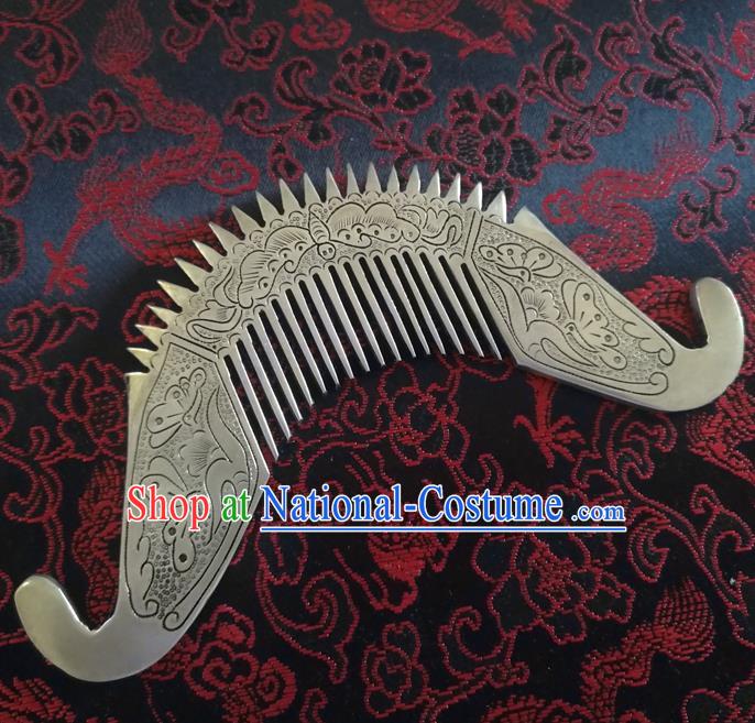 Traditional Chinese Miao Nationality Hair Comb Hanfu Sliver Hairpins Hair Accessories for Women