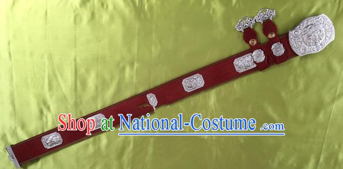 Traditional Chinese Mongol Nationality Waistband Mongolian Robe Leather Belts for Men