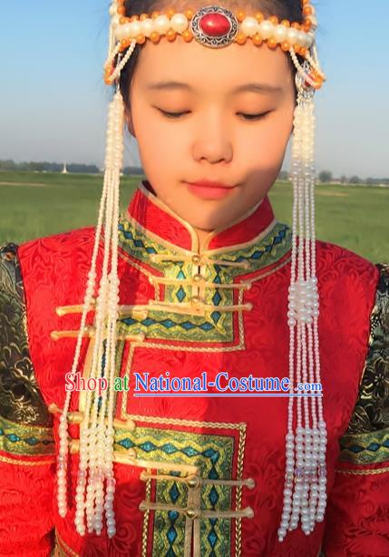 Chinese Traditional Mongol Stage Performance Hair Accessories, Mongolian Folk Dance Tassel Headwear for Women