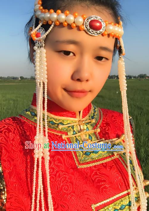 Traditional Chinese Mongol Nationality Dancing Costume Mongols Female Folk Dance Headwear Mongolian Minority Embroidery Costume