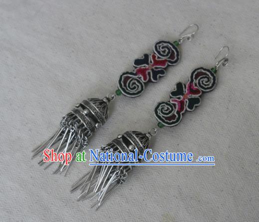 Traditional Chinese Miao Nationality Hair Accessories Hmong Female Folk Dance Hairpins Bracelet Sliver Necklace Headwear for Women