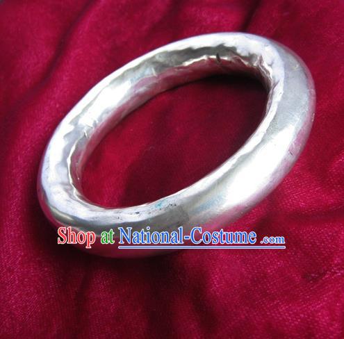 Handmade Chinese Miao Sliver Bracelet Traditional Hmong Sliver Bangle for Women