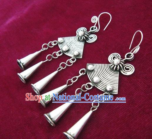 Traditional Chinese Miao Nationality Hair Accessories Hmong Female Folk Dance Hairpins Bracelet Sliver Necklace Headwear for Women