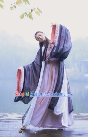 Chinese Ancient Swordswoman Hanfu Dress Jin Dynasty Hermit Embroidered Costumes for Women