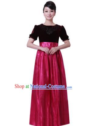 Professional Chorus Singing Group Stage Performance Costume, Compere Modern Dance Rosy Dress for Women