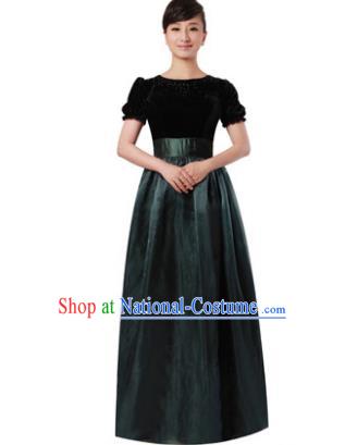 Professional Chorus Singing Group Stage Performance Costume, Compere Modern Dance Atrovirens Dress for Women