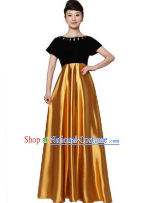 Professional Chorus Singing Group Stage Performance Costume, Compere Modern Dance Golden Dress for Women