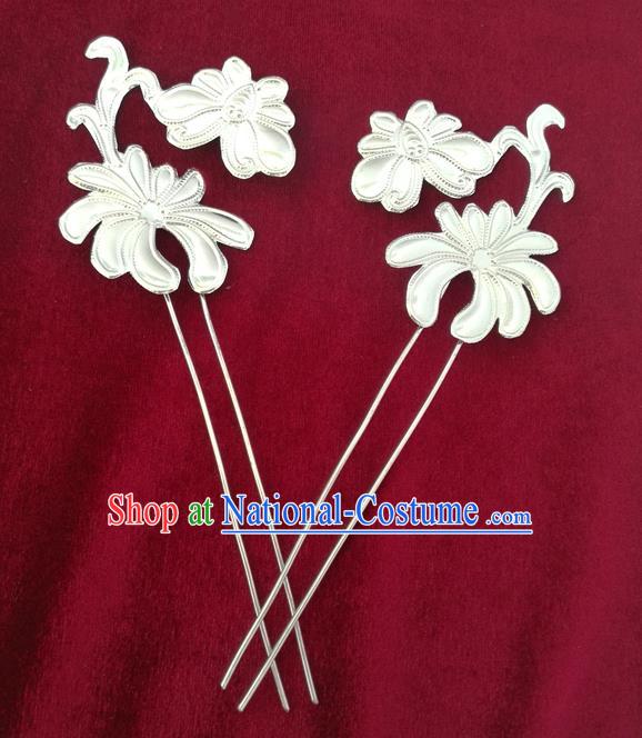 Traditional Chinese Miao Nationality Hair Clips Hanfu Sliver Hairpins Hair Accessories for Women