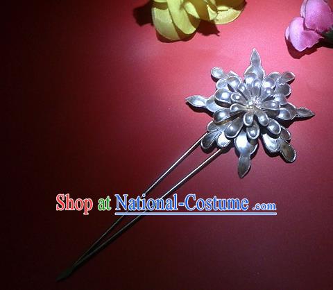 Chinese Traditional Miao Nationality Hair Accessories Miao Sliver Flower Hairpins Headwear for Women