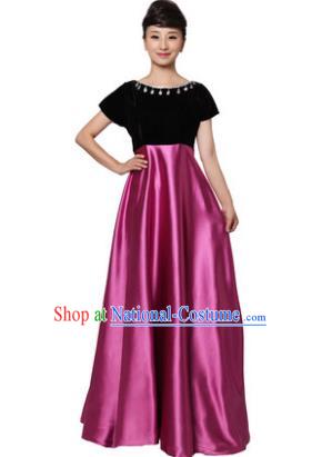 Professional Chorus Singing Group Stage Performance Costume, Compere Modern Dance Purple Dress for Women