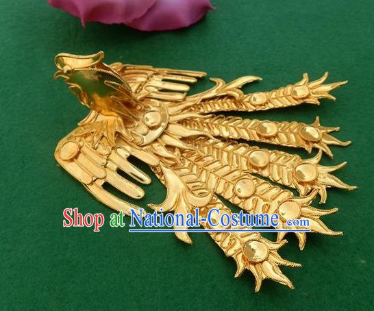 Traditional Chinese Miao Nationality Golden Phoenix Hair Clip Hanfu Hairpins Hair Accessories for Women