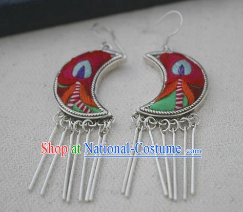 Traditional Chinese Miao Nationality Hair Accessories Hmong Female Folk Dance Hairpins Bracelet Sliver Necklace Headwear for Women