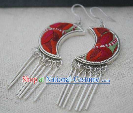 Traditional Chinese Miao Nationality Hair Accessories Hmong Female Folk Dance Hairpins Bracelet Sliver Necklace Headwear for Women