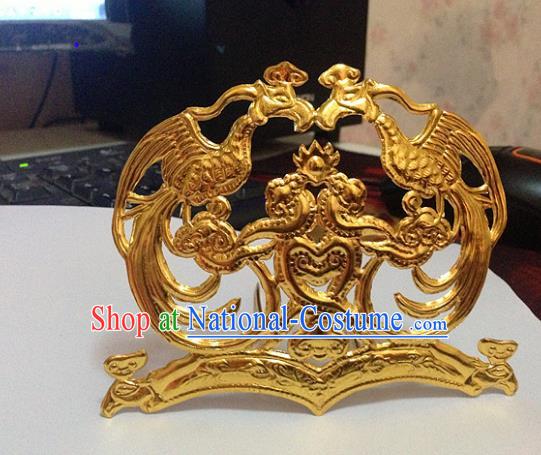 Traditional Chinese Miao Nationality Golden Phoenix Coronet Hanfu Hairpins Hair Accessories for Women