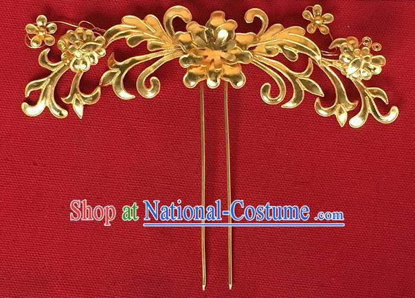 Traditional Chinese Miao Nationality Hanfu Golden Chrysanthemum Hairpins Hair Accessories for Women