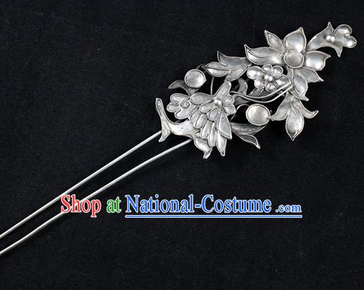 Traditional Chinese Miao Nationality Lotus Hairpins Hair Accessories for Women