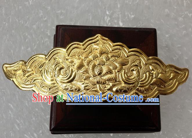 Traditional Chinese Miao Nationality Golden Hairdo Crown Hairpins Hair Accessories for Women