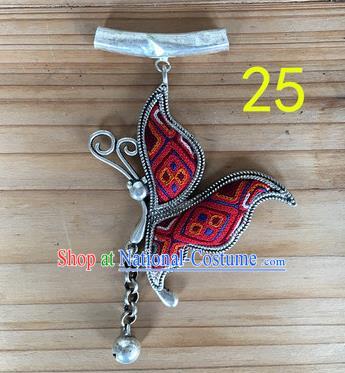 Chinese Traditional Miao Sliver Red Butterfly Wing Hmong Ornaments Accessories Minority Necklace Pendant for Women