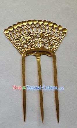 Traditional Chinese Miao Nationality Wedding Hair Clip Golden Hairpins Hair Accessories for Women