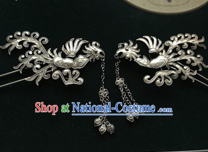 Traditional Chinese Miao Nationality Phoenix Hair Clip Tassel Hairpins Hair Accessories for Women