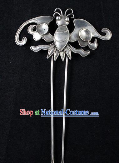 Chinese Traditional Miao Nationality Hair Accessories Bat Hairpins Headwear for Women