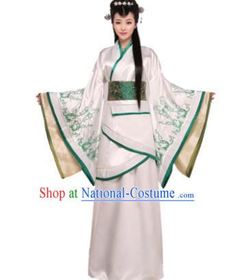 Traditional Chinese Han Dynasty Imperial Concubine Costume Ancient Princess White Hanfu Dress for Women