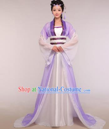 Traditional Chinese Ancient Fairy Costume Tang Dynasty Princess Purple Hanfu Dress for Women