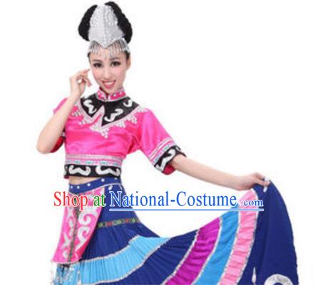 Traditional Chinese Yangge Fan Dance Folk Dance Ethnic Costume Classical Yangko Chorus Modern Dance Dress Halloween Clothing and Shoes