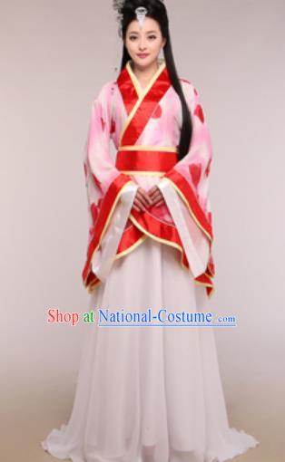 Traditional Chinese Ancient Palace Lady Costume Han Dynasty Princess Red Hanfu Dress for Women