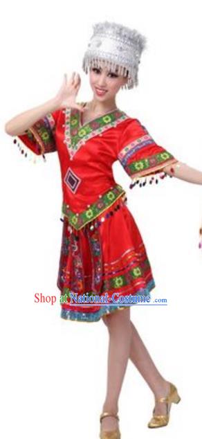 Traditional Chinese Miao Ethnic Dress, Hmong Minority Folk Dance Costume and Hat for Women